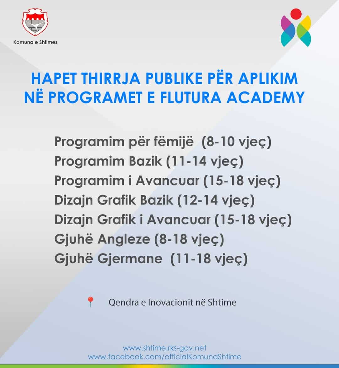 HAPET THIRRJA PUBLIKE PËR REGJISTRIMIN PËR TRAJNIM NGA “FLUTRA ACADEMY”