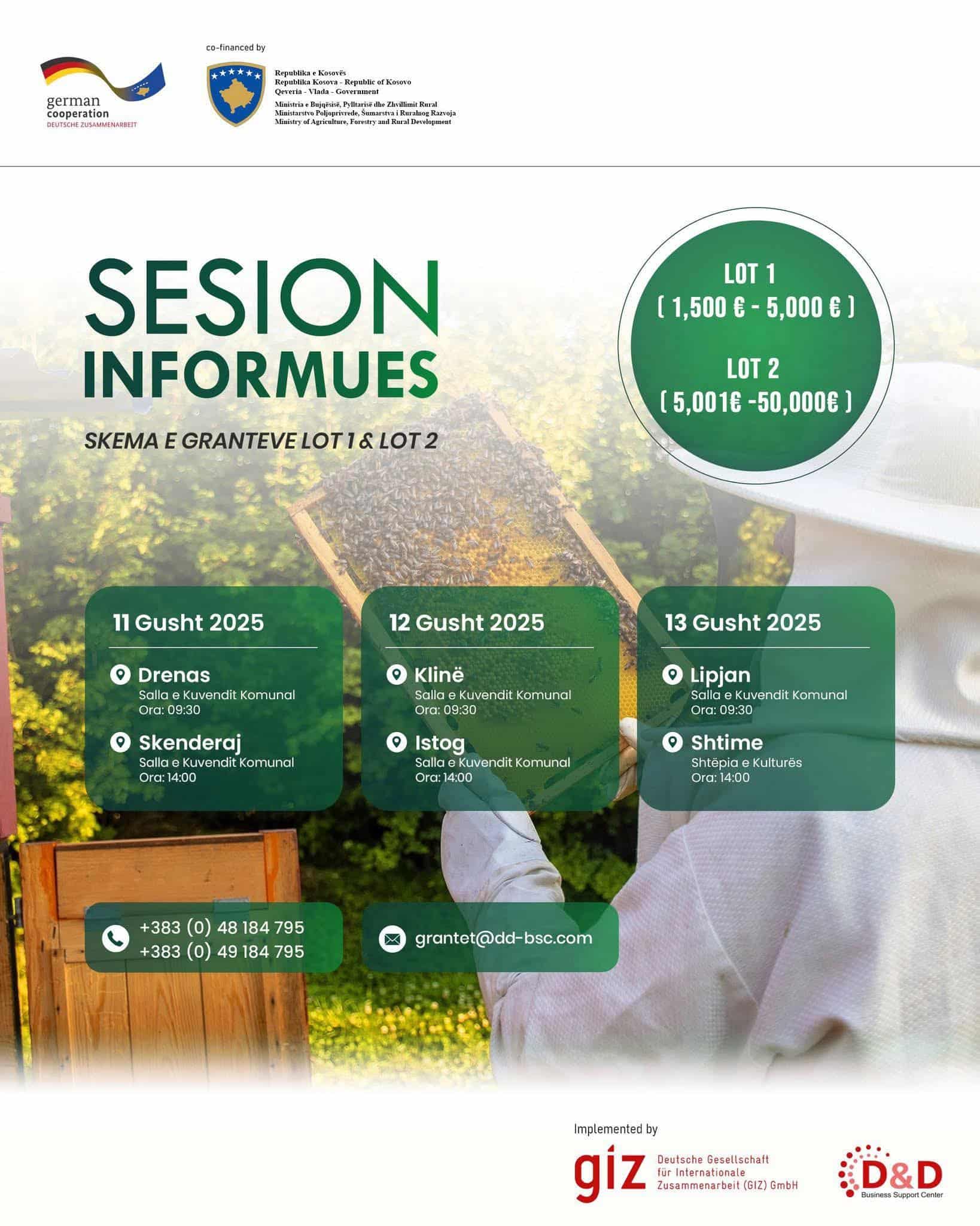 Njoftim për sesion informues mbi skemën e granteve për zhvillim rural