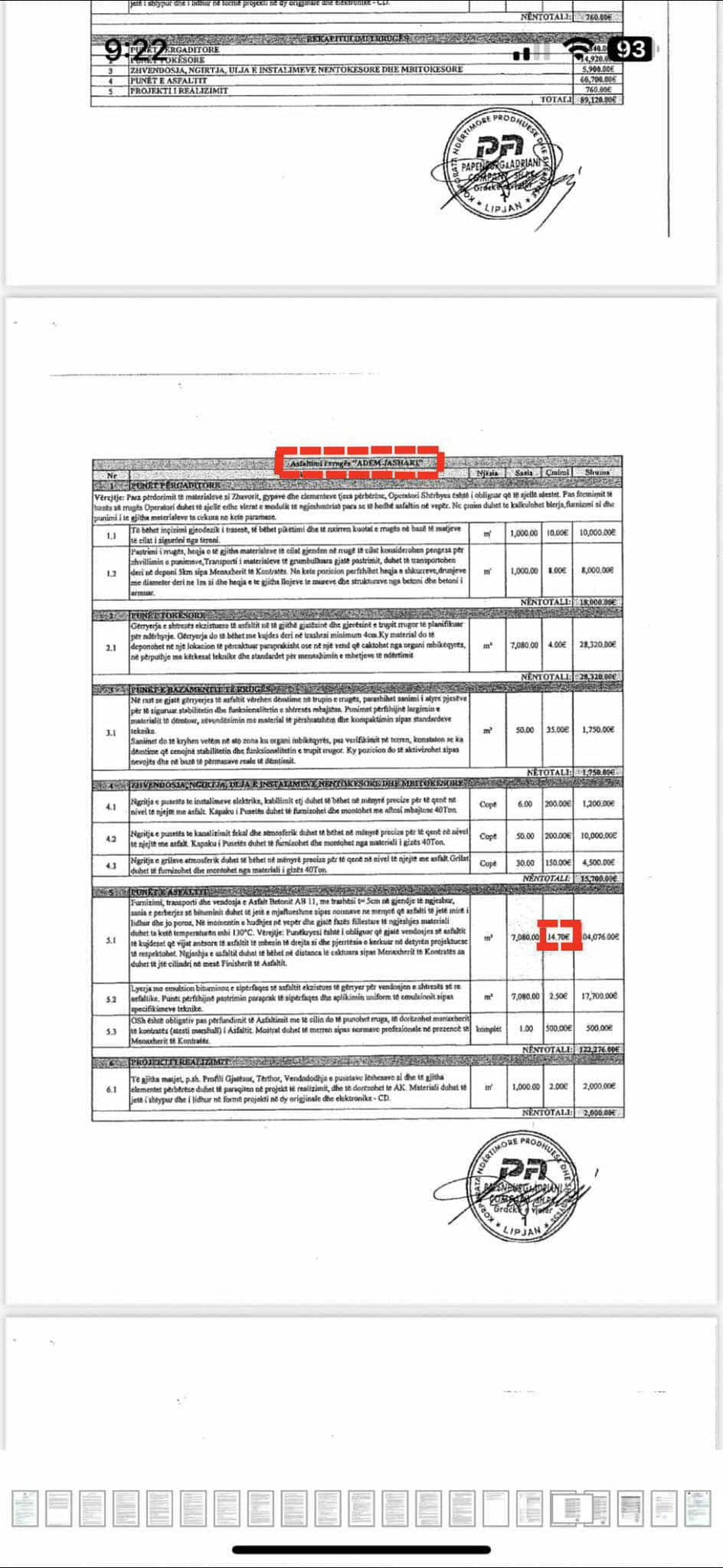 Reagim ndaj shpifjeve për çmimin e kontratës së rrugës “Adem Jashari”